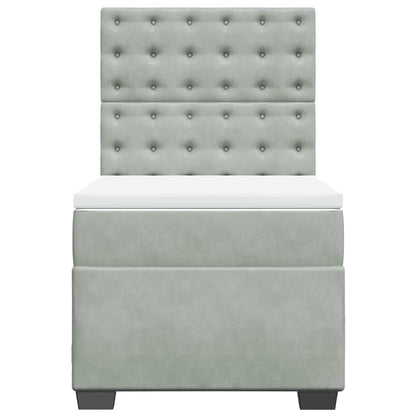 Boxspring met matras fluweel lichtgrijs 100x200 cm