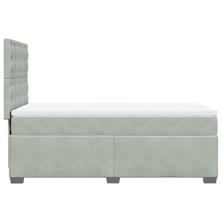 Boxspring met matras fluweel lichtgrijs 100x200 cm