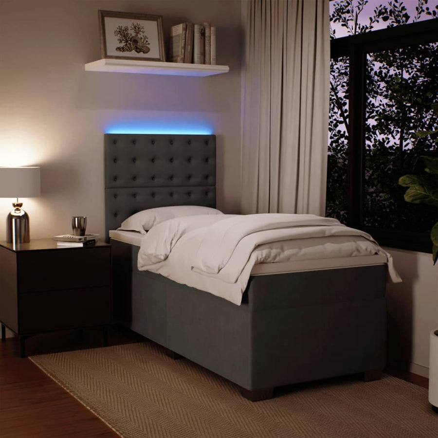 Boxspring met matras fluweel donkergrijs 100x200 cm