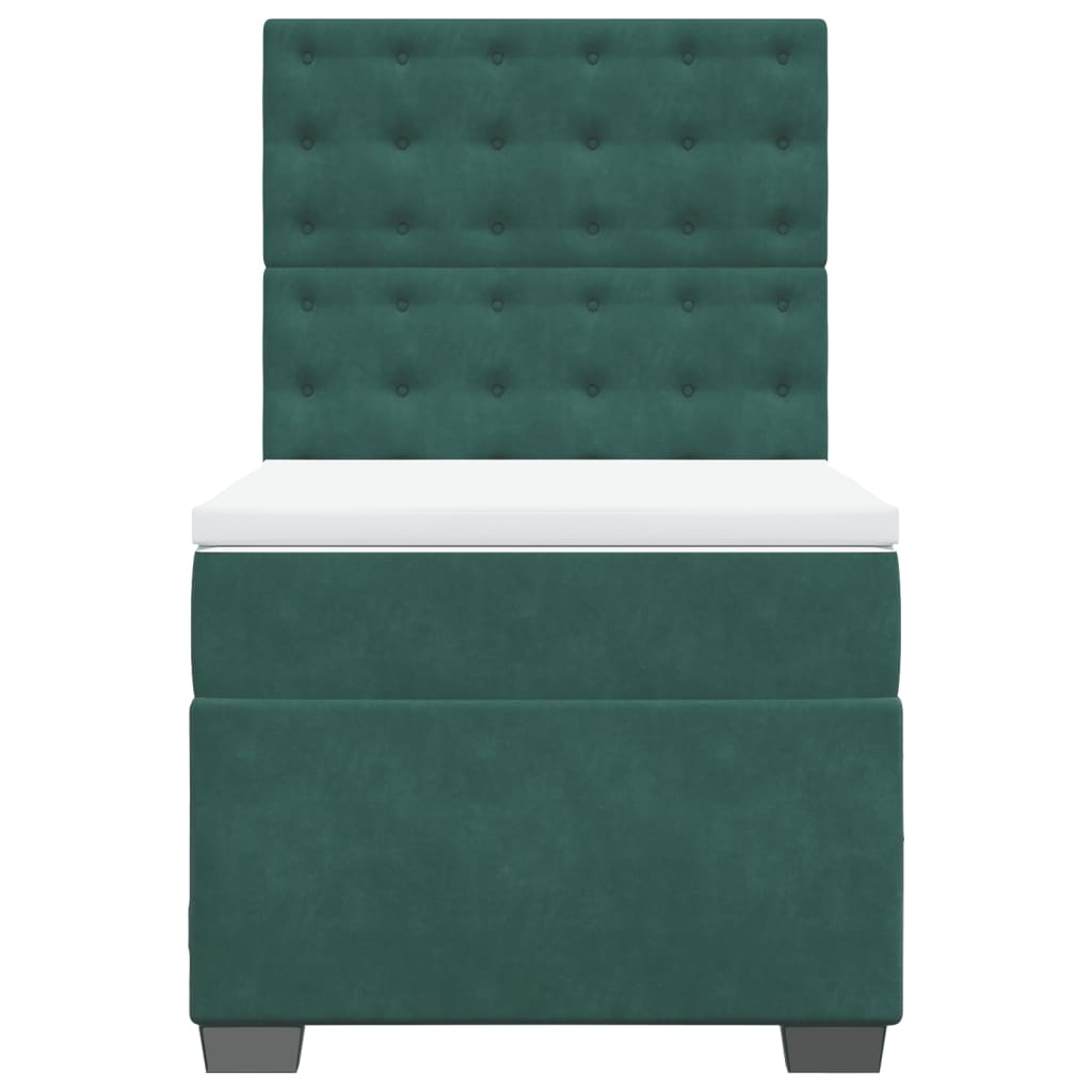 Boxspring met matras fluweel donkergroen 100x200 cm