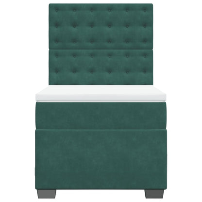 Boxspring met matras fluweel donkergroen 100x200 cm