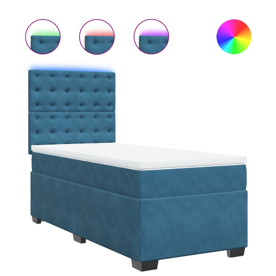 Boxspring met matras fluweel blauw 100x200 cm