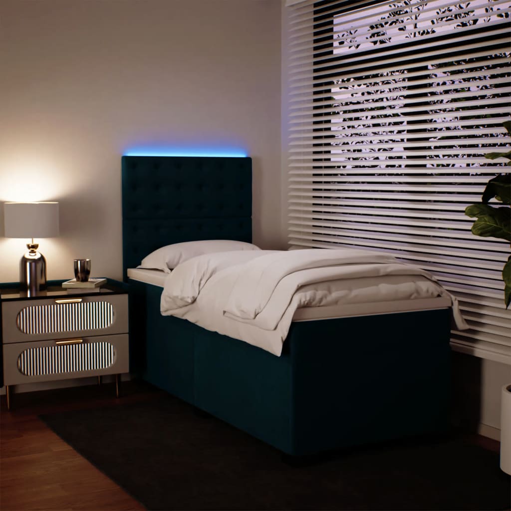 Boxspring met matras fluweel blauw 100x200 cm