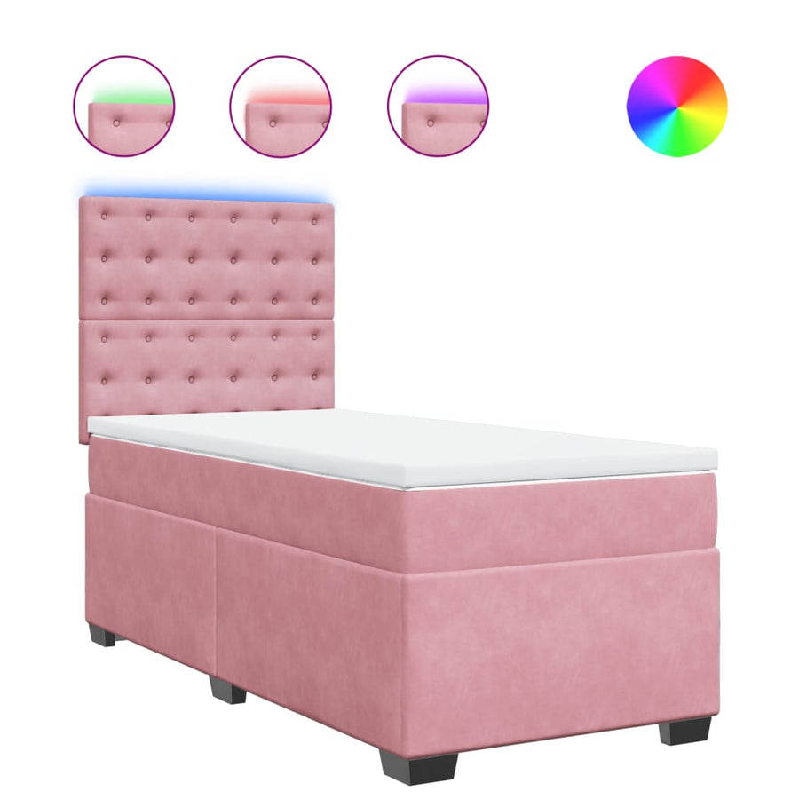 Boxspring met matras fluweel roze 100x200 cm