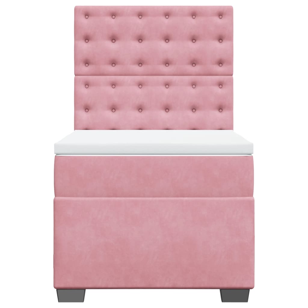 Boxspring met matras fluweel roze 100x200 cm