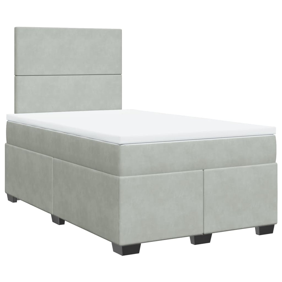 Boxspring met matras fluweel lichtgrijs 120x190 cm