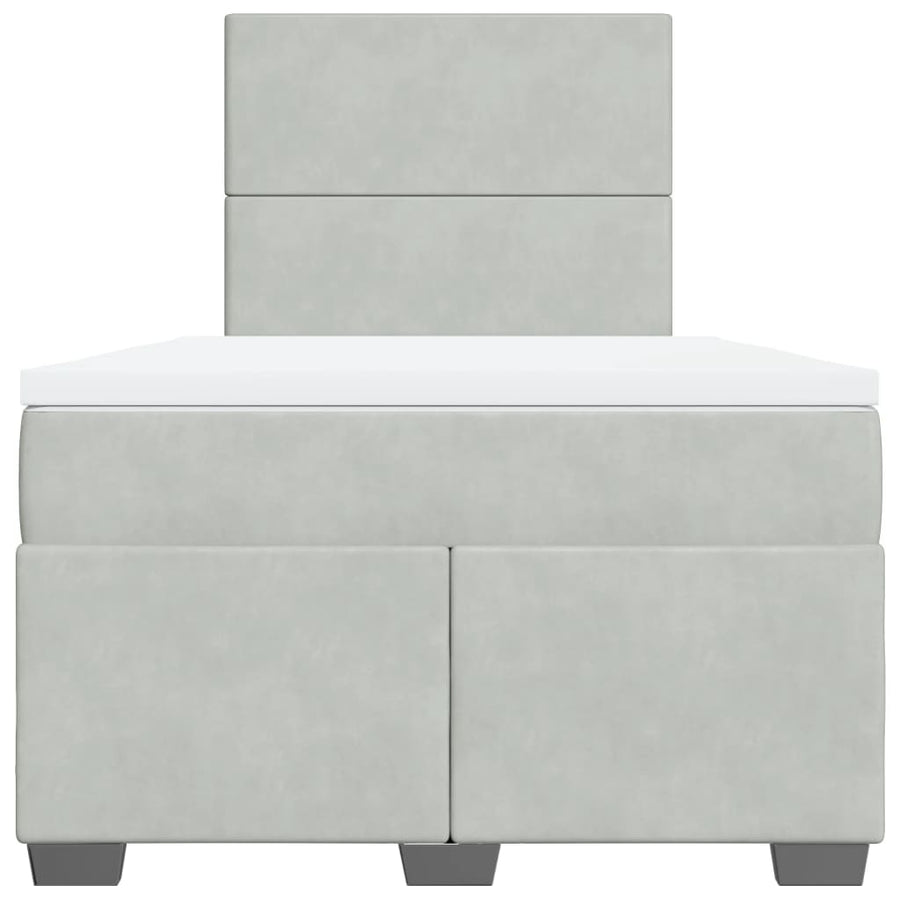 Boxspring met matras fluweel lichtgrijs 120x190 cm