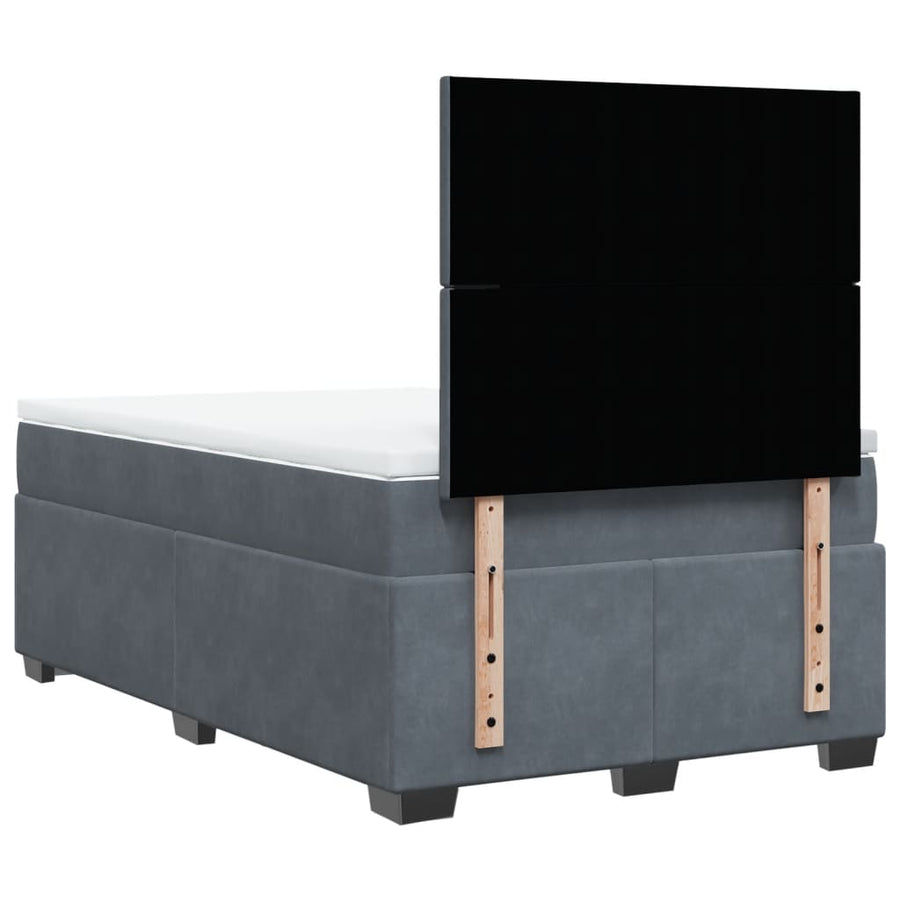 Boxspring met matras fluweel donkergrijs 120x190 cm