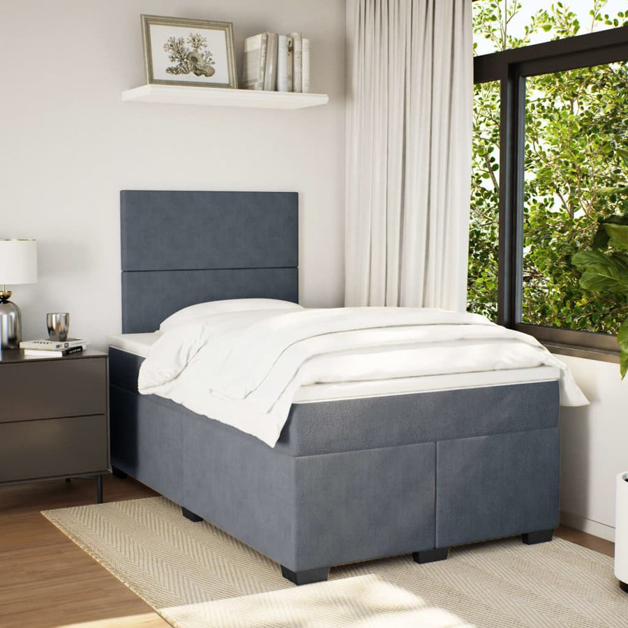 Boxspring met matras fluweel donkergrijs 120x190 cm