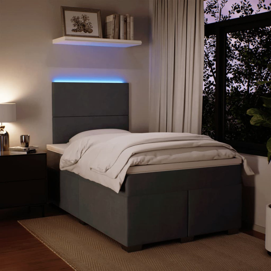 Boxspring met matras fluweel donkergrijs 120x190 cm