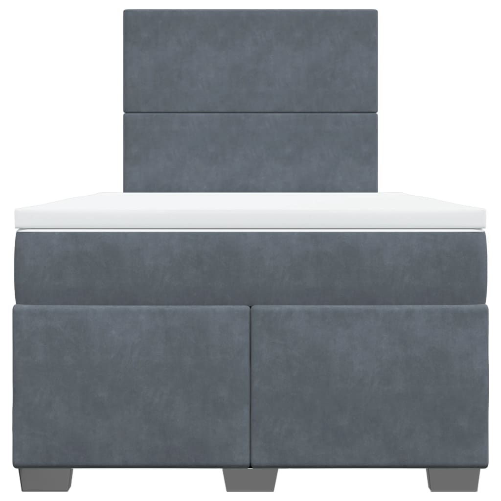 Boxspring met matras fluweel donkergrijs 120x190 cm