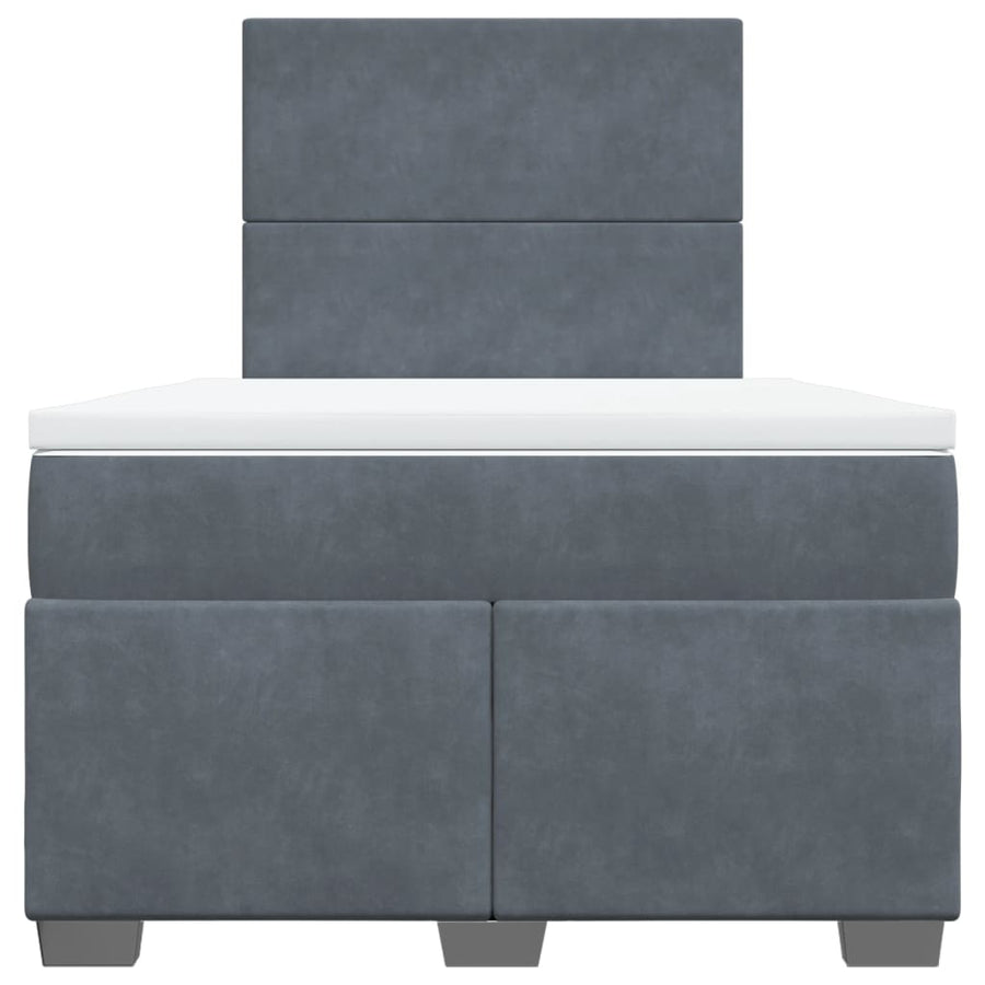 Boxspring met matras fluweel donkergrijs 120x190 cm