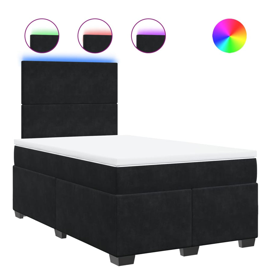Boxspring met matras fluweel zwart 120x190 cm