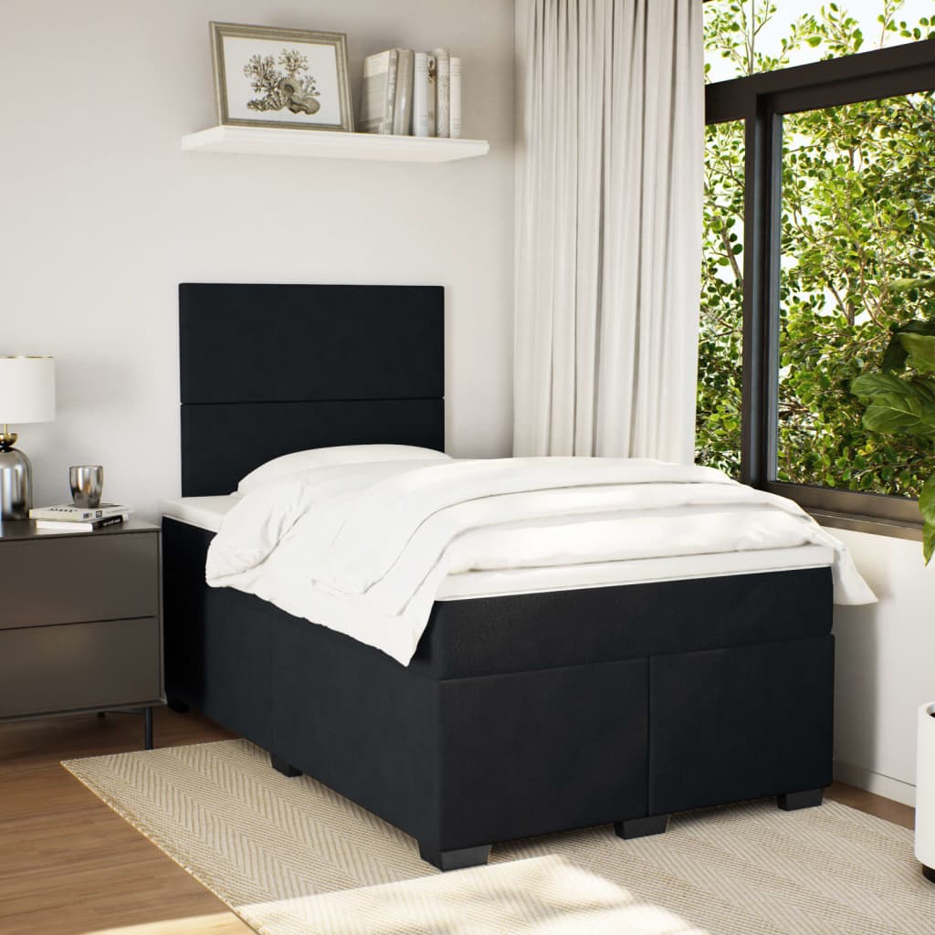 Boxspring met matras fluweel zwart 120x190 cm
