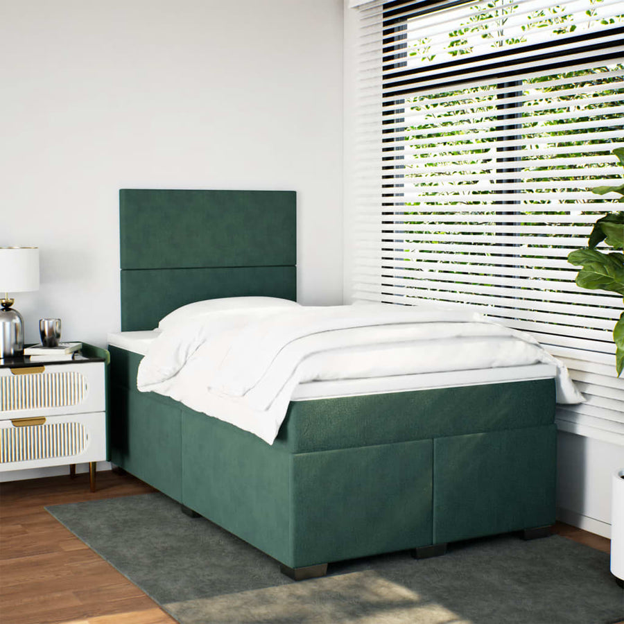 Boxspring met matras fluweel donkergroen 120x190 cm
