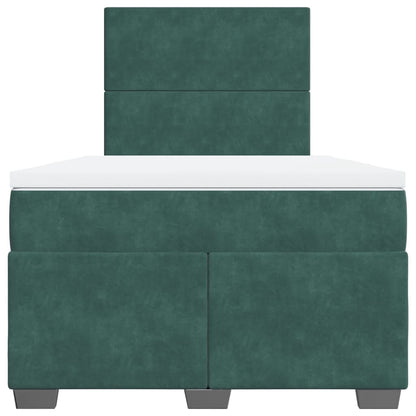 Boxspring met matras fluweel donkergroen 120x190 cm