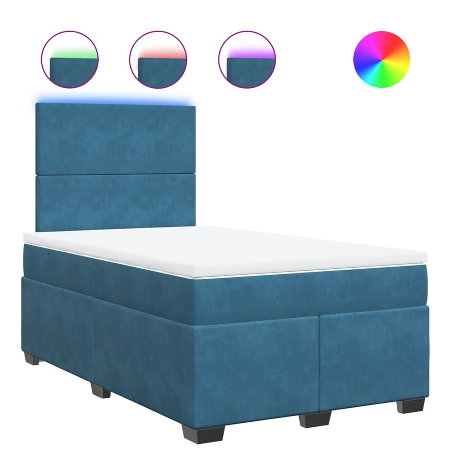 Boxspring met matras fluweel blauw 120x190 cm
