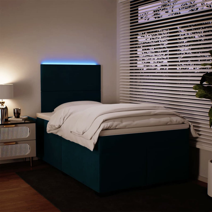 Boxspring met matras fluweel blauw 120x190 cm