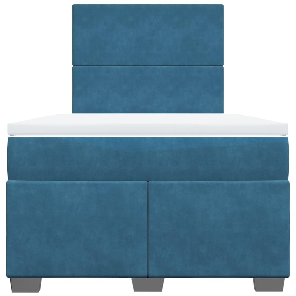 Boxspring met matras fluweel blauw 120x190 cm