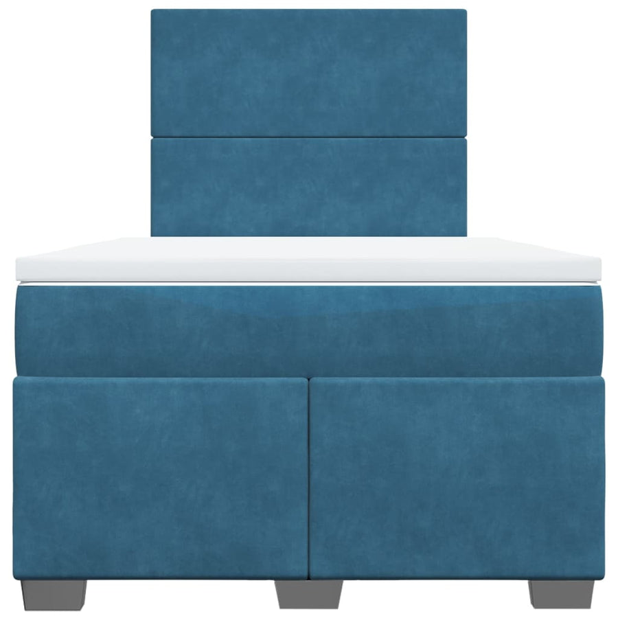Boxspring met matras fluweel blauw 120x190 cm