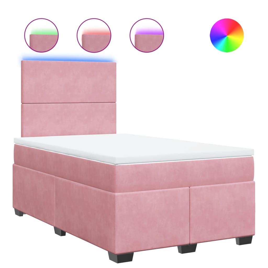 Boxspring met matras fluweel roze 120x190 cm