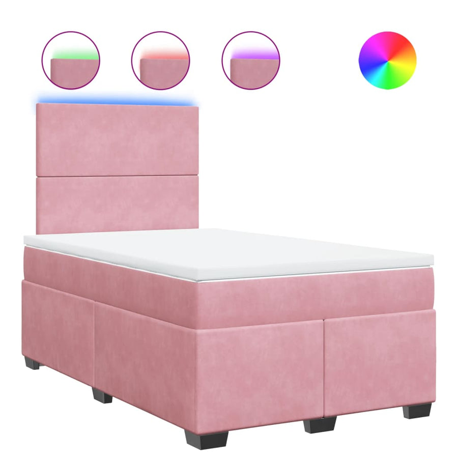 Boxspring met matras fluweel roze 120x190 cm
