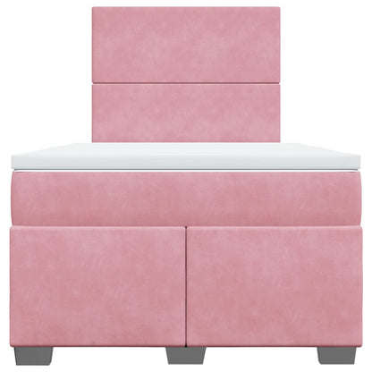 Boxspring met matras fluweel roze 120x190 cm