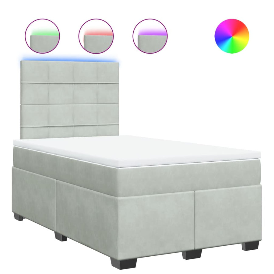 Boxspring met matras fluweel lichtgrijs 120x190 cm