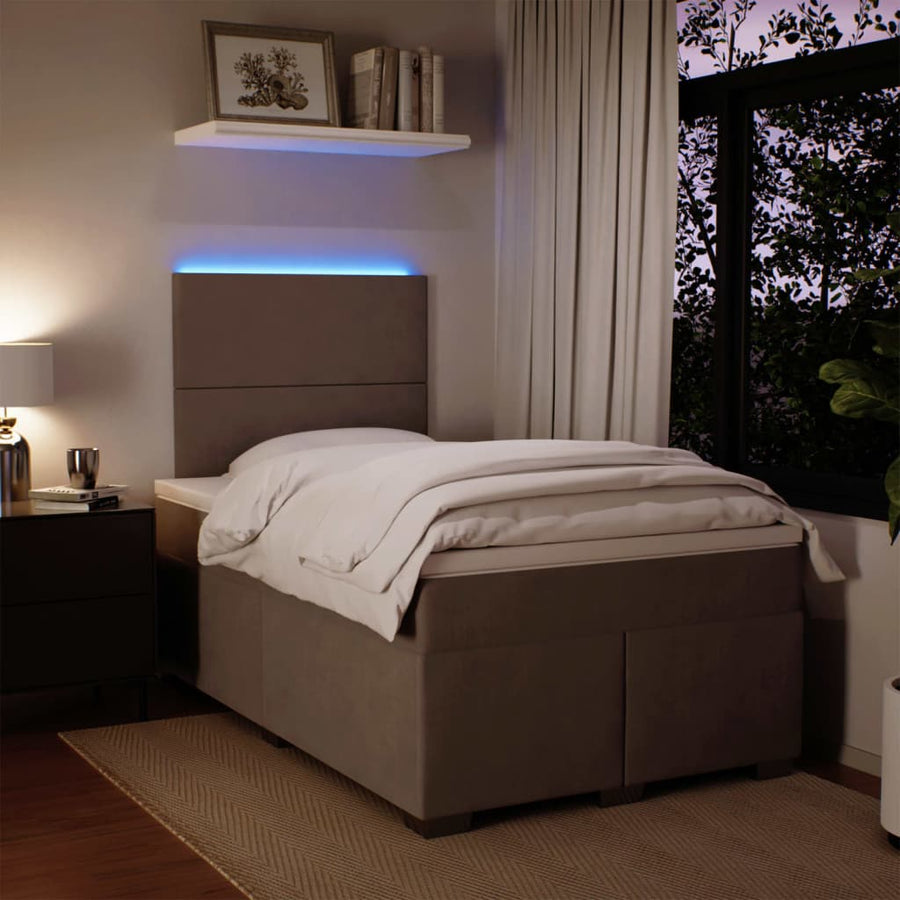Boxspring met matras fluweel lichtgrijs 120x190 cm