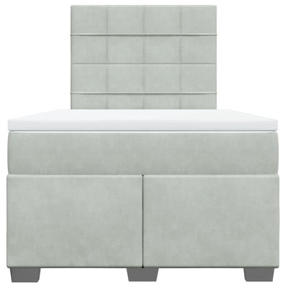 Boxspring met matras fluweel lichtgrijs 120x190 cm