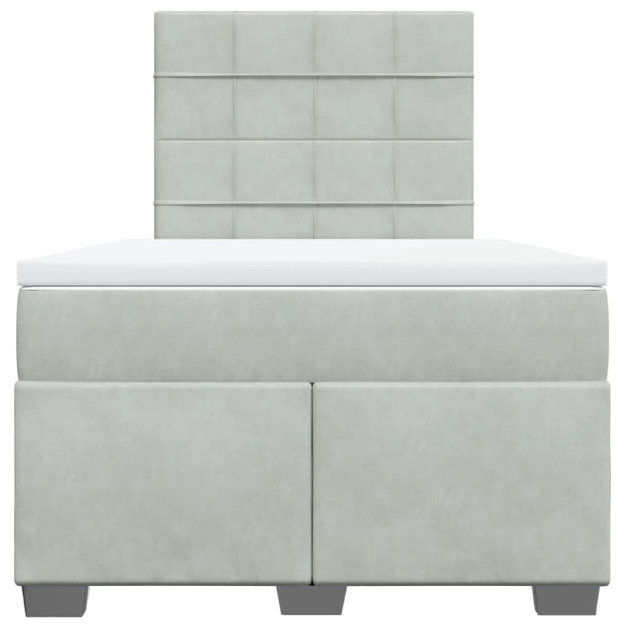 Boxspring met matras fluweel lichtgrijs 120x190 cm