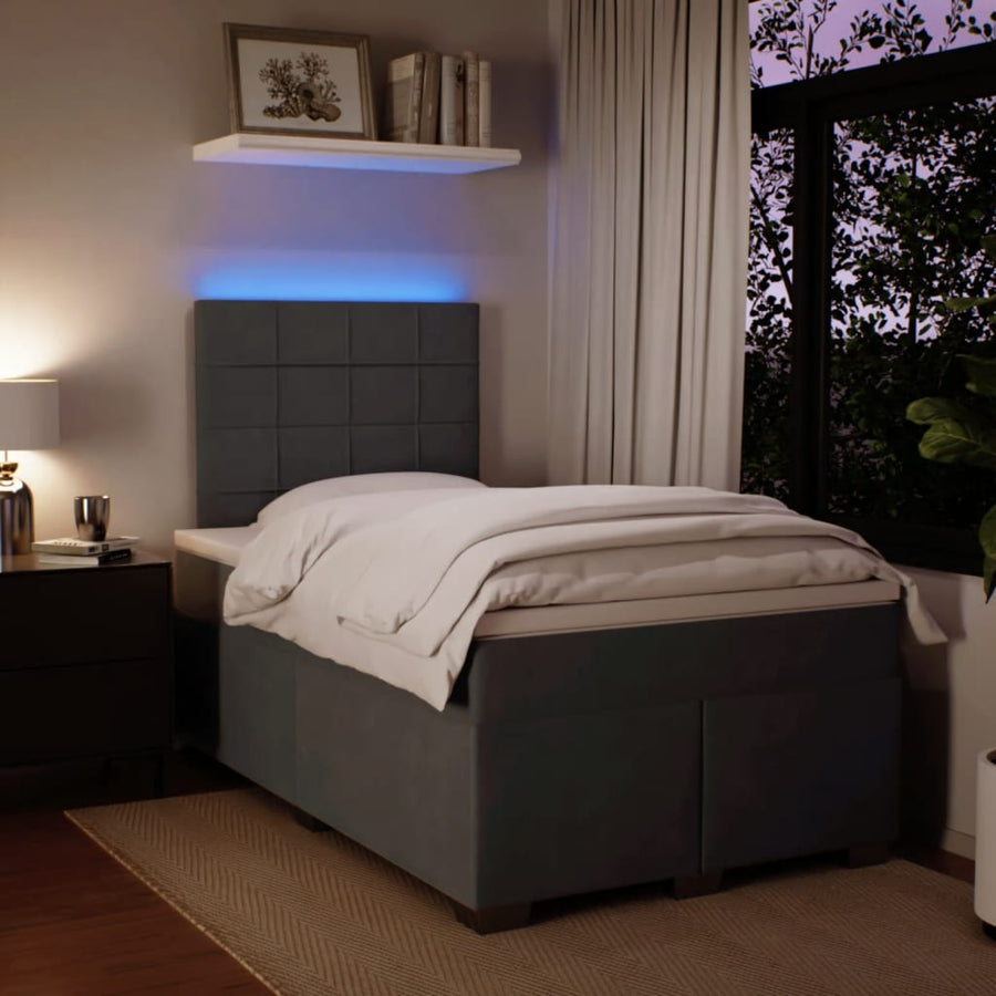 Boxspring met matras fluweel donkergrijs 120x190 cm