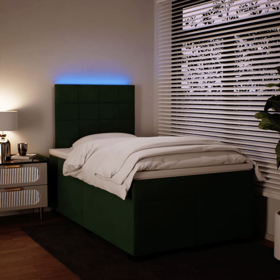 Boxspring met matras fluweel donkergroen 120x190 cm