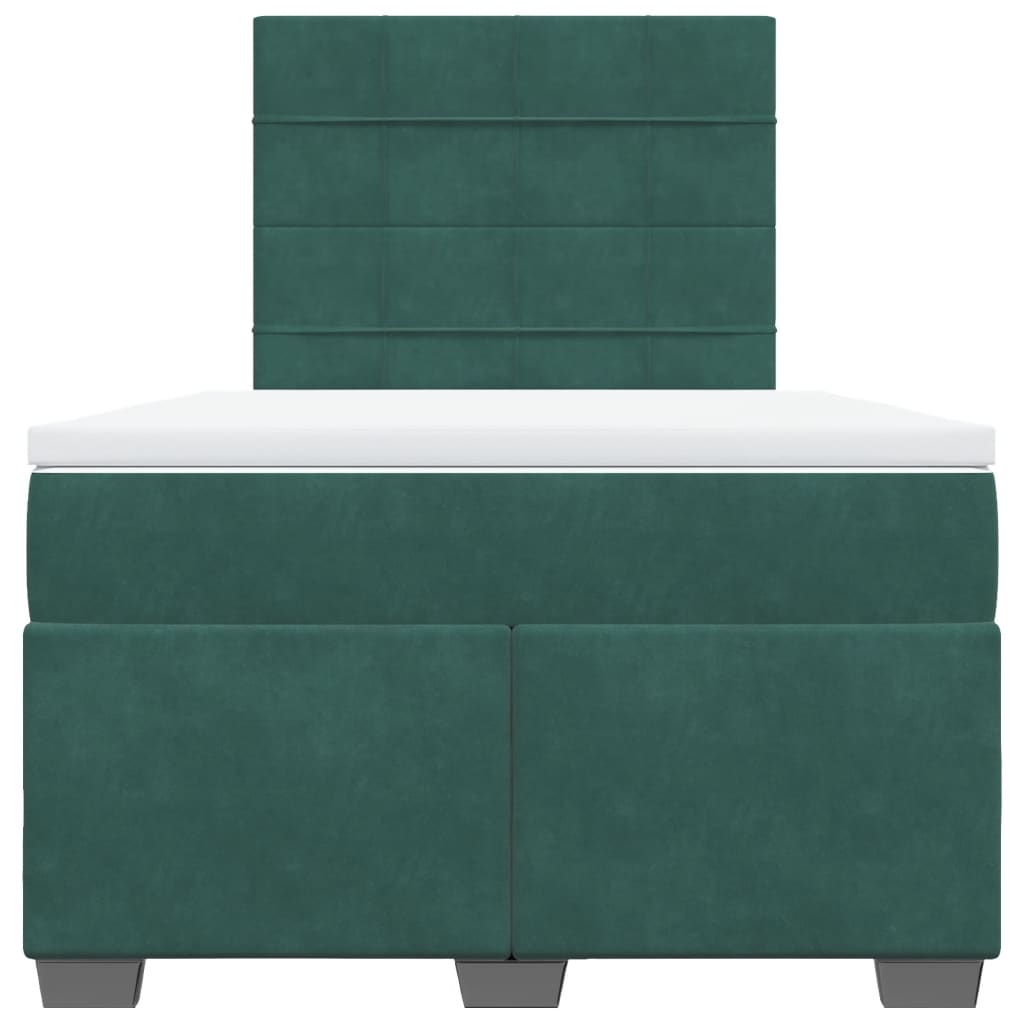 Boxspring met matras fluweel donkergroen 120x190 cm