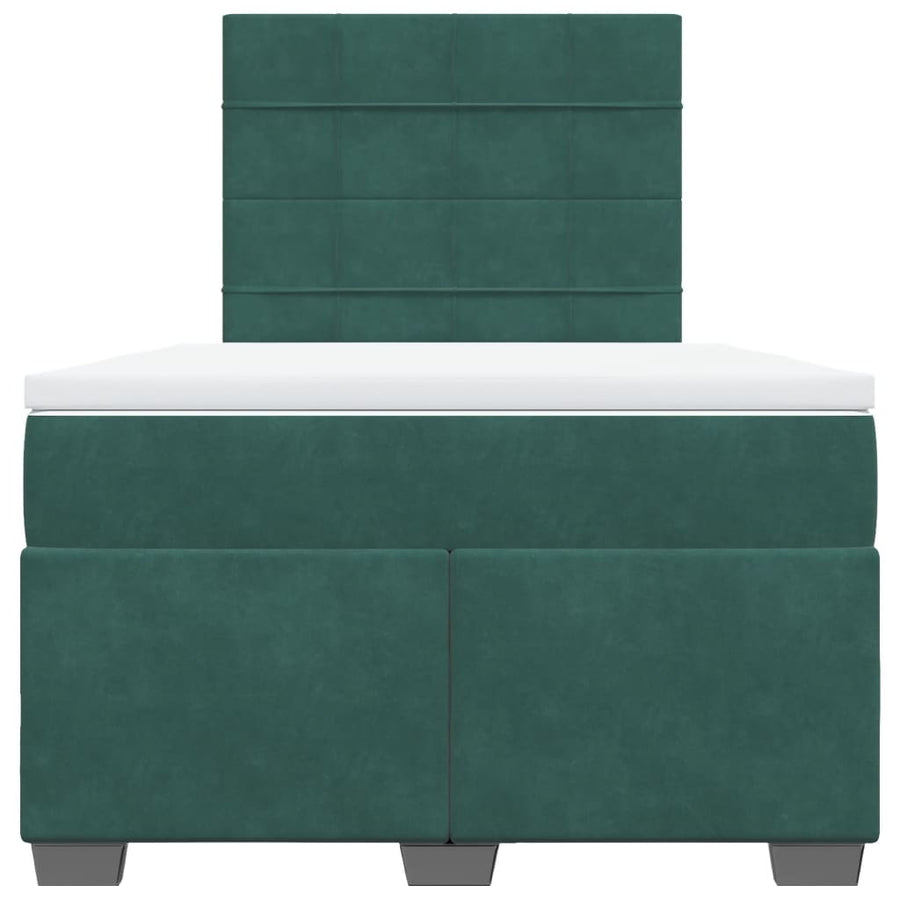 Boxspring met matras fluweel donkergroen 120x190 cm