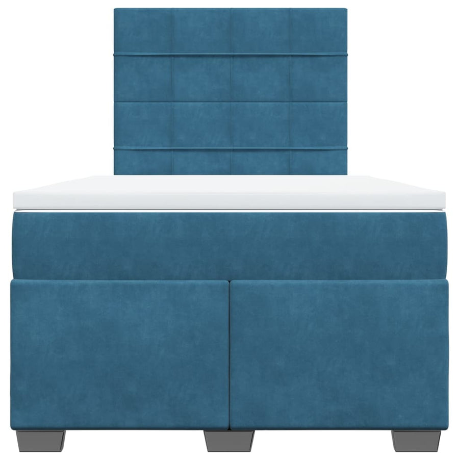 Boxspring met matras fluweel blauw 120x190 cm