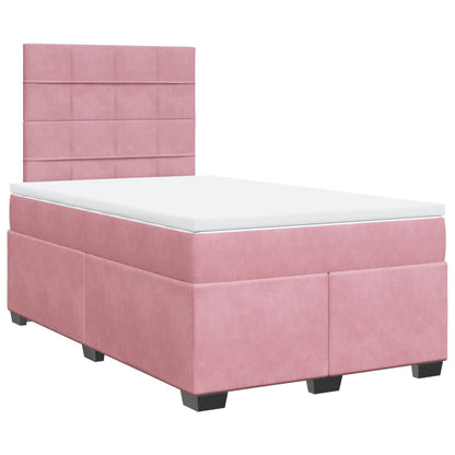 Boxspring met matras fluweel roze 120x190 cm
