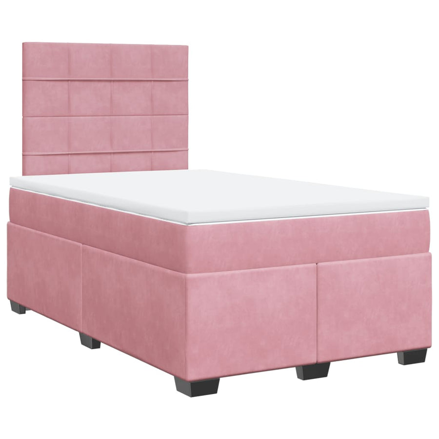 Boxspring met matras fluweel roze 120x190 cm