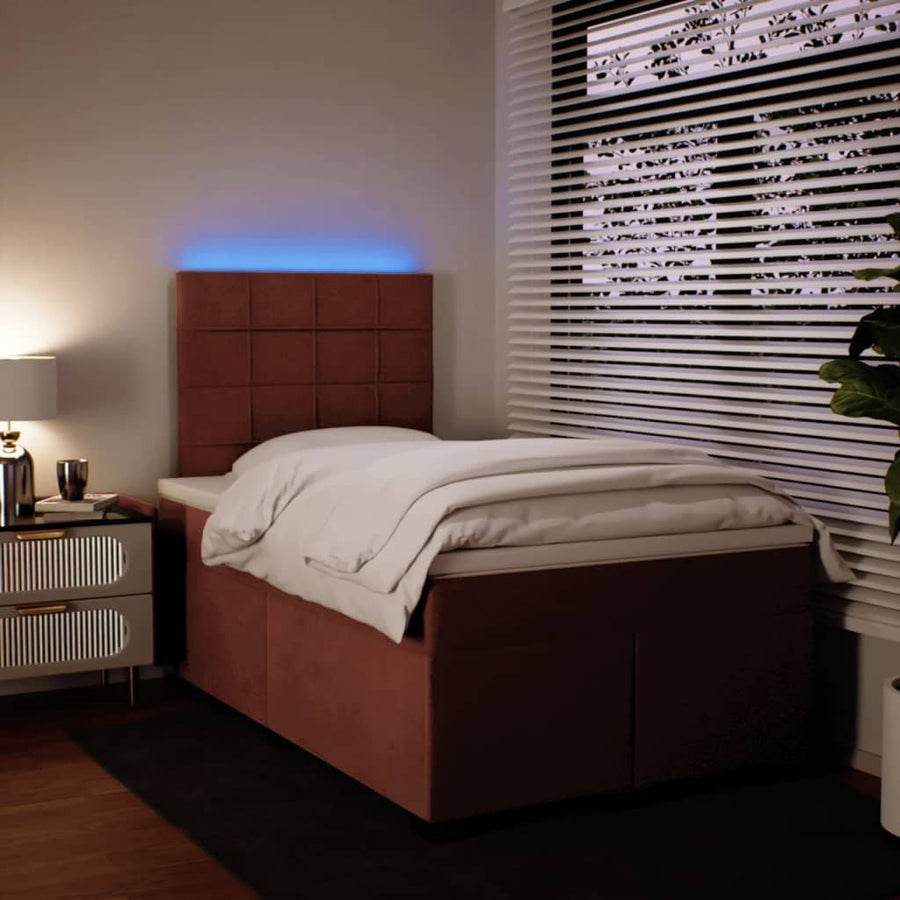 Boxspring met matras fluweel roze 120x190 cm