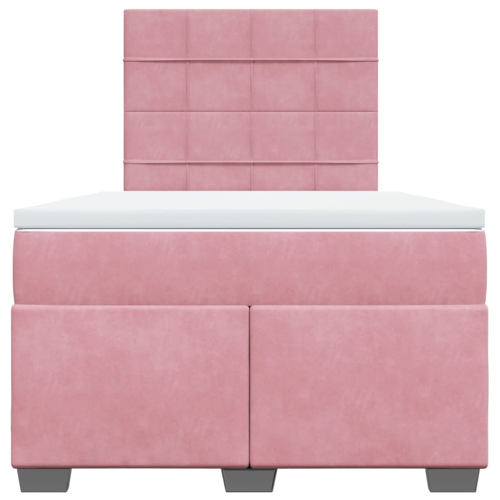 Boxspring met matras fluweel roze 120x190 cm