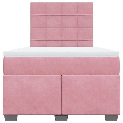 Boxspring met matras fluweel roze 120x190 cm
