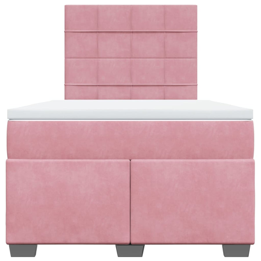 Boxspring met matras fluweel roze 120x190 cm