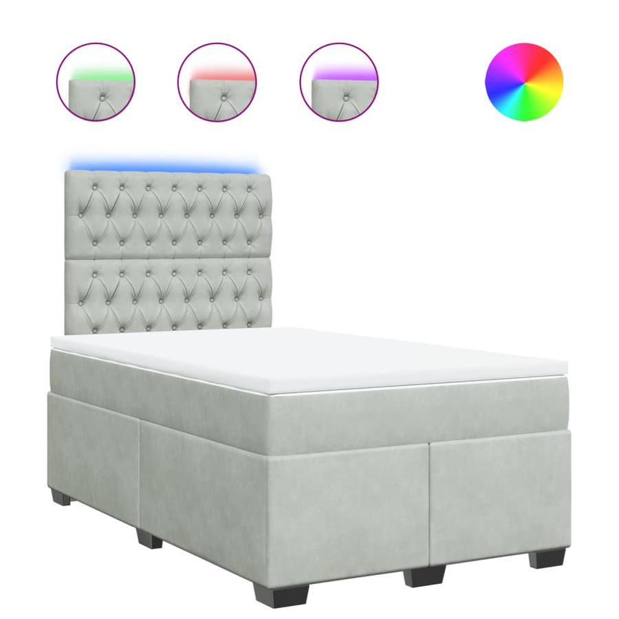 Boxspring met matras fluweel lichtgrijs 120x190 cm