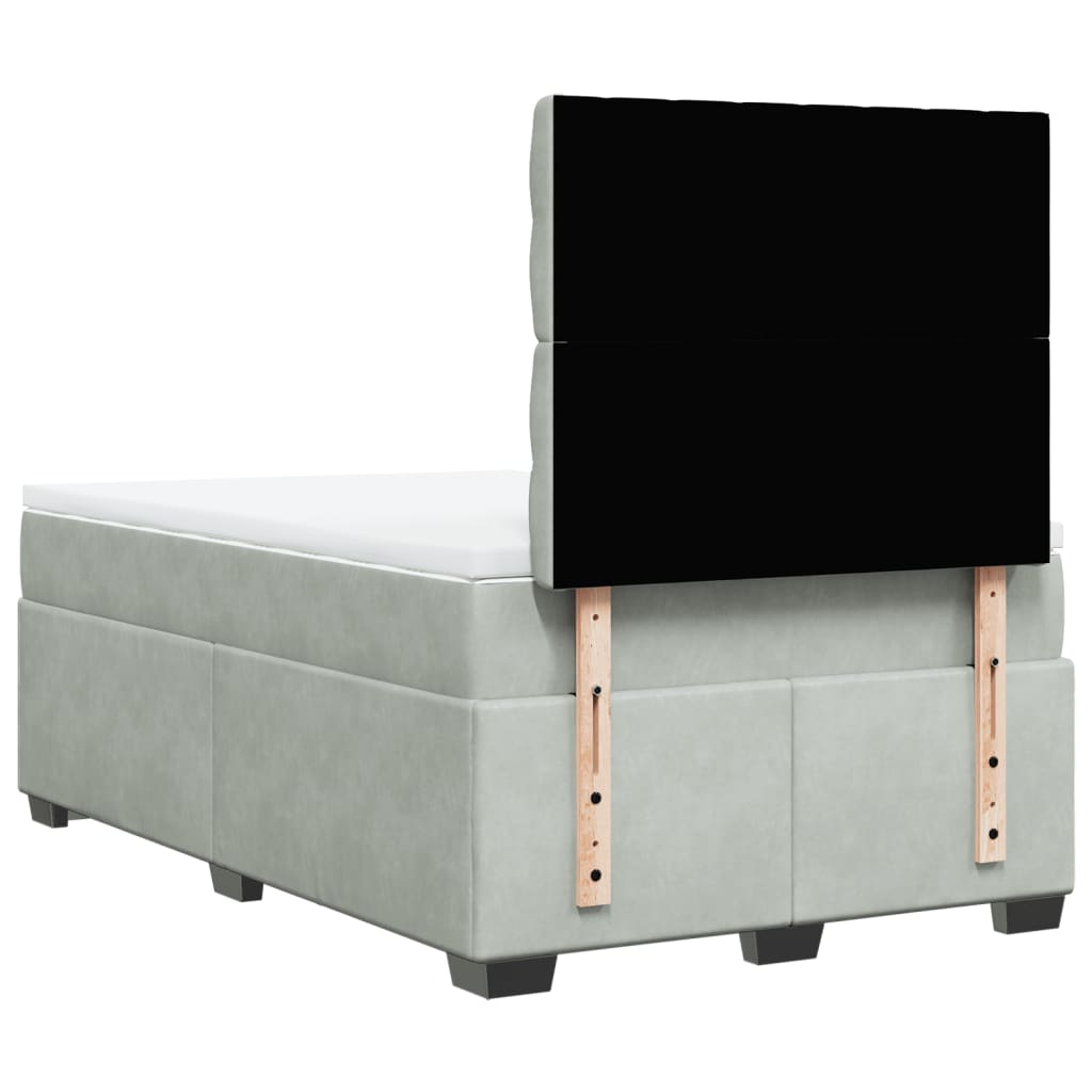 Boxspring met matras fluweel lichtgrijs 120x190 cm