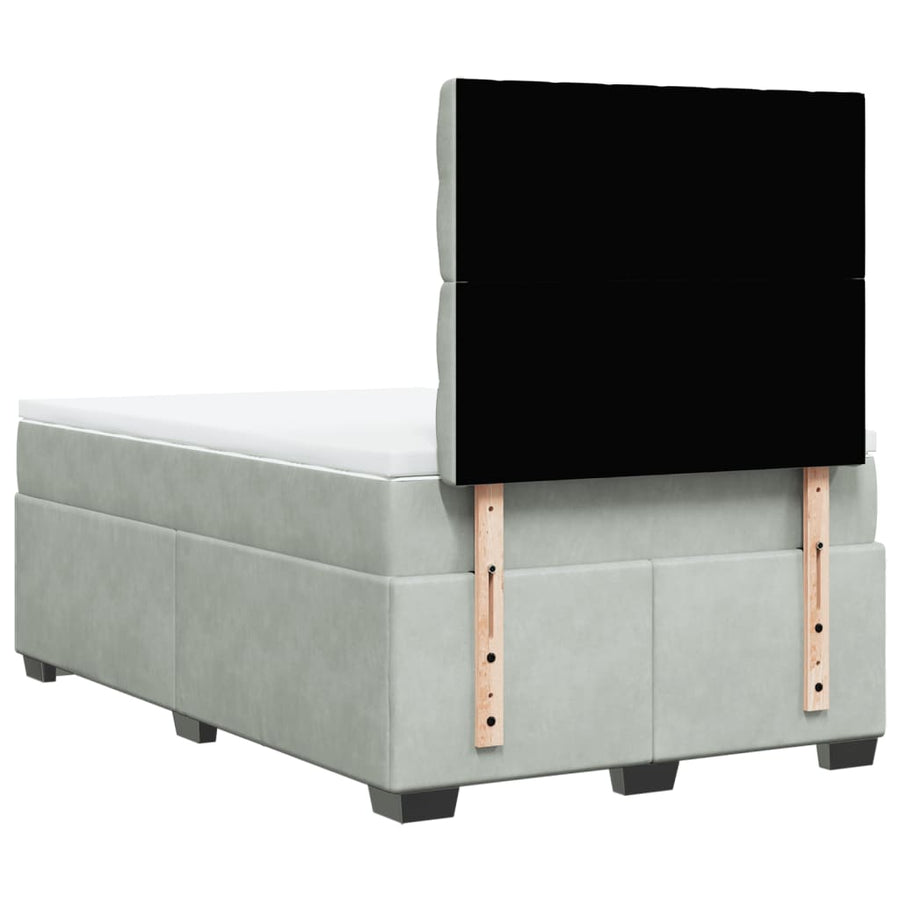 Boxspring met matras fluweel lichtgrijs 120x190 cm