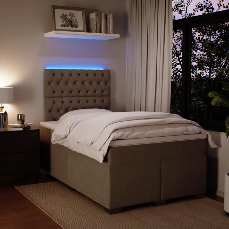 Boxspring met matras fluweel lichtgrijs 120x190 cm