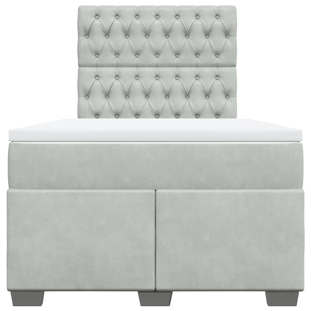 Boxspring met matras fluweel lichtgrijs 120x190 cm