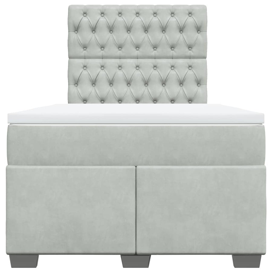 Boxspring met matras fluweel lichtgrijs 120x190 cm