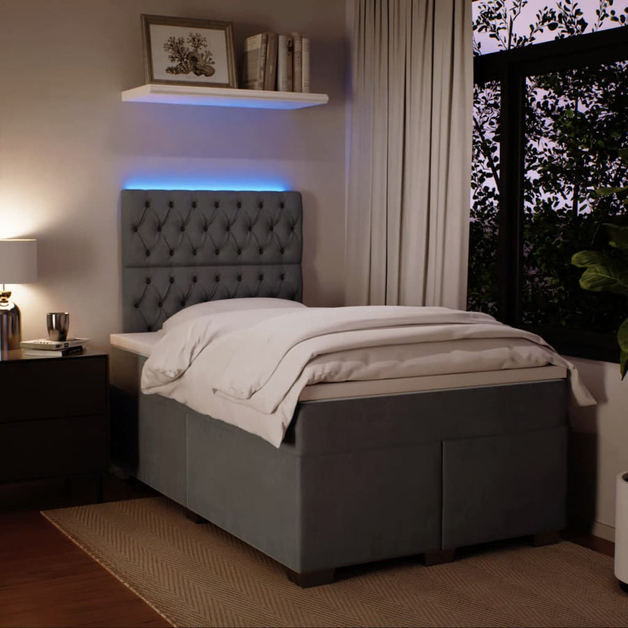 Boxspring met matras fluweel donkergrijs 120x190 cm