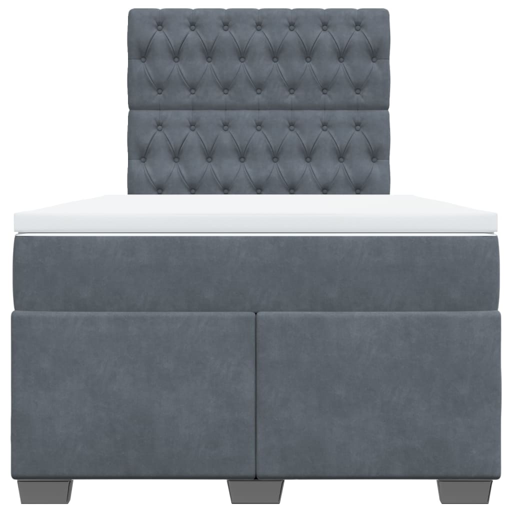 Boxspring met matras fluweel donkergrijs 120x190 cm